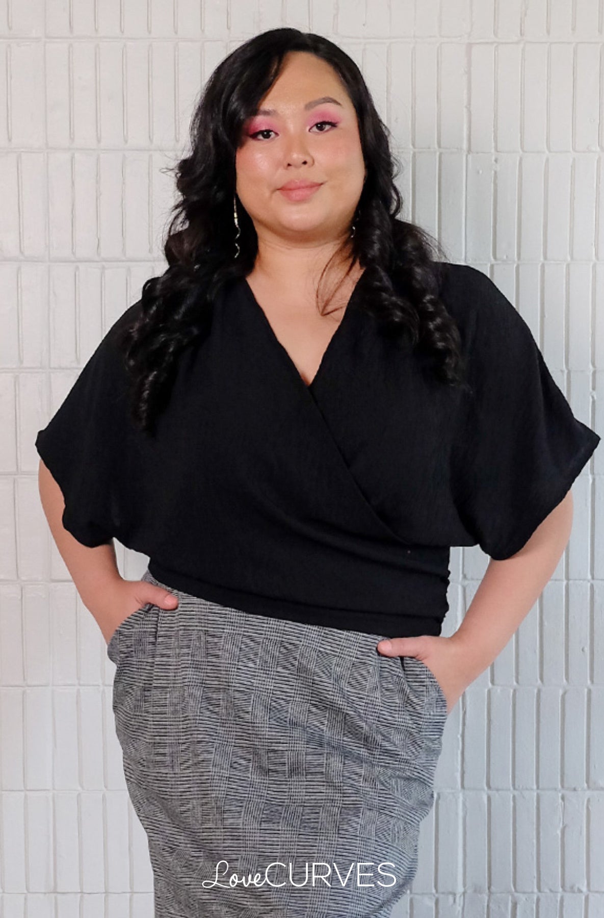 Wrap Drapey Dolman Top - Black