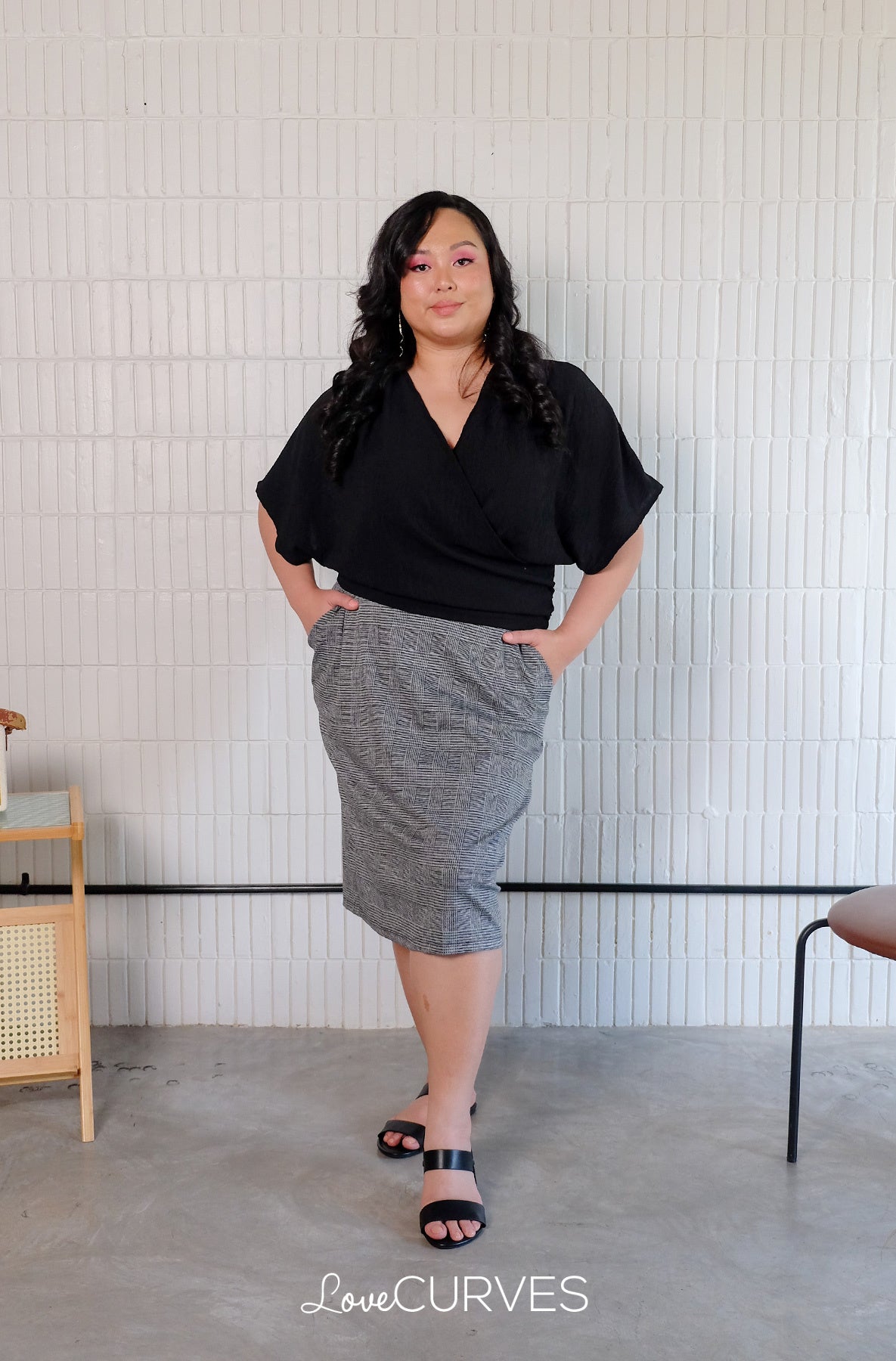 Wrap Drapey Dolman Top - Black