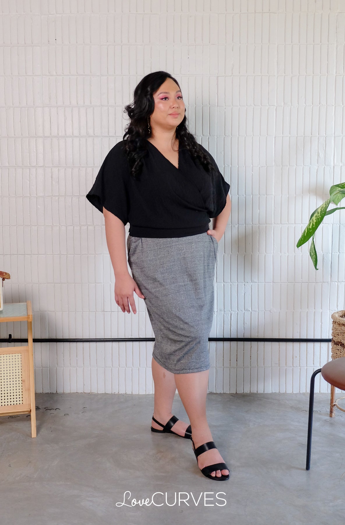 Wrap Drapey Dolman Top - Black