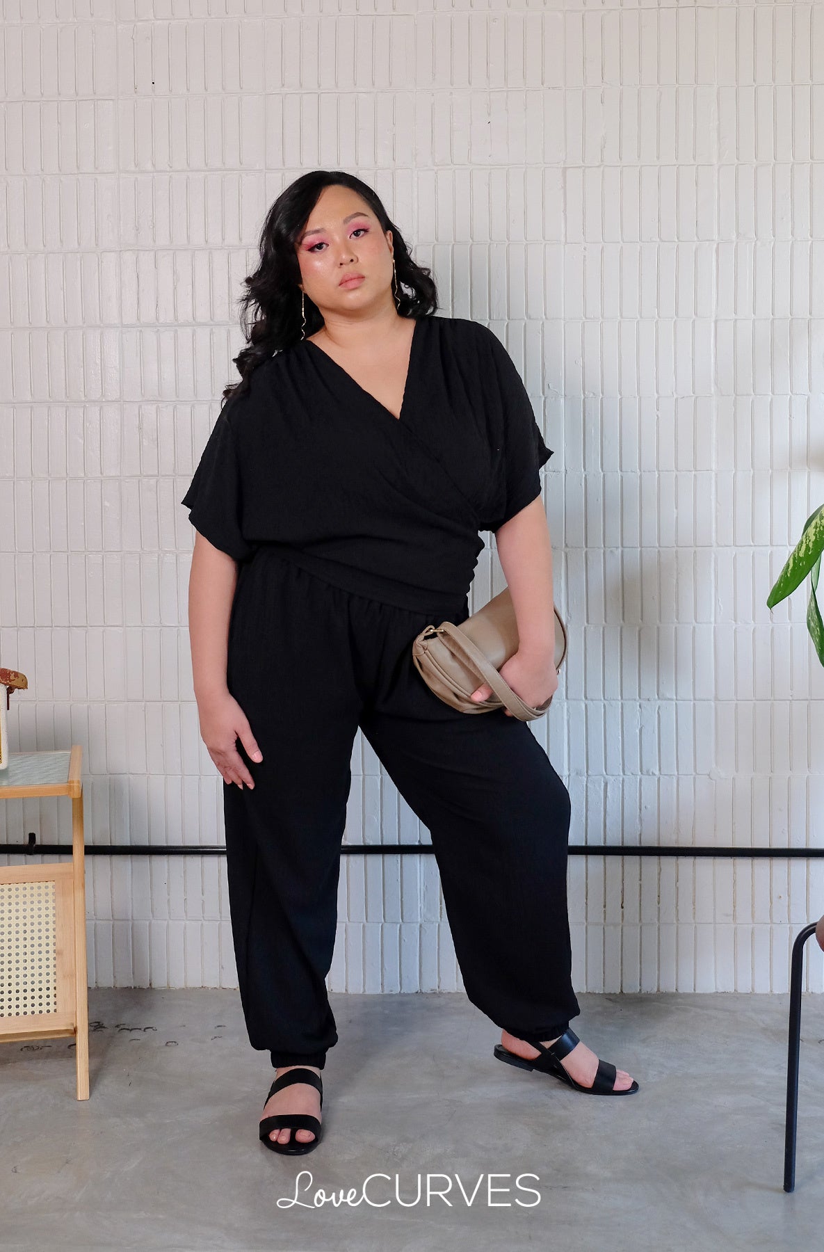 Wrap Drapey Dolman Top - Black