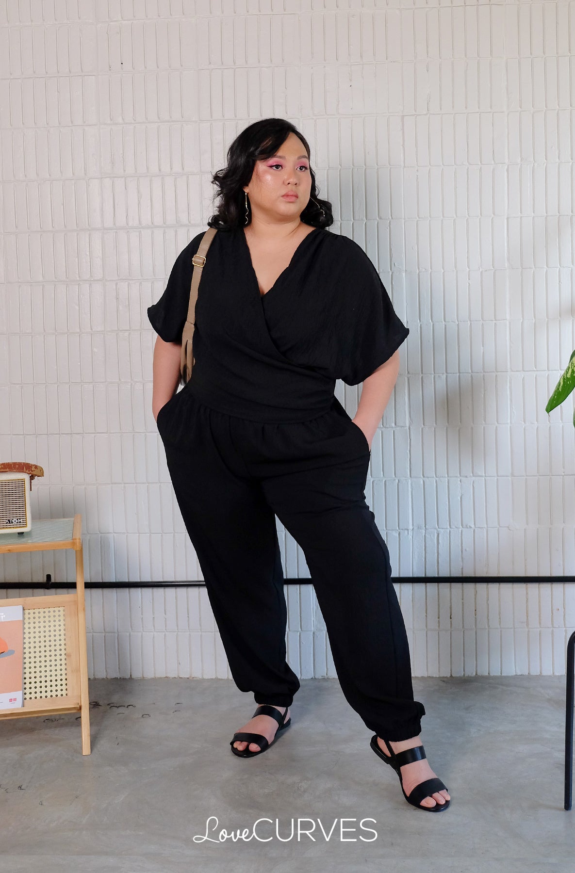 Wrap Drapey Dolman Top - Black