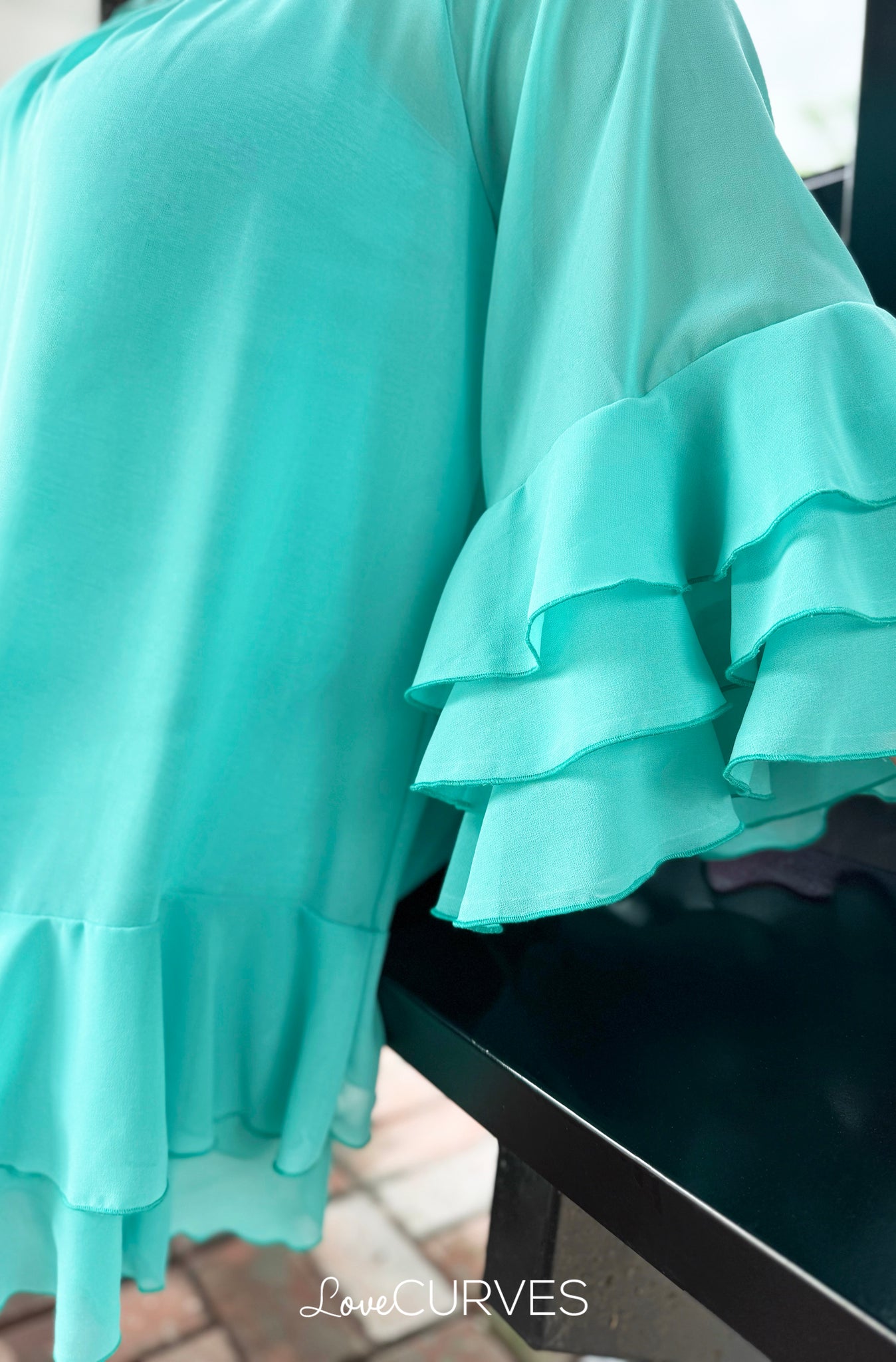 Flirty Ruffle Chiffon Dress - Light Sea Green