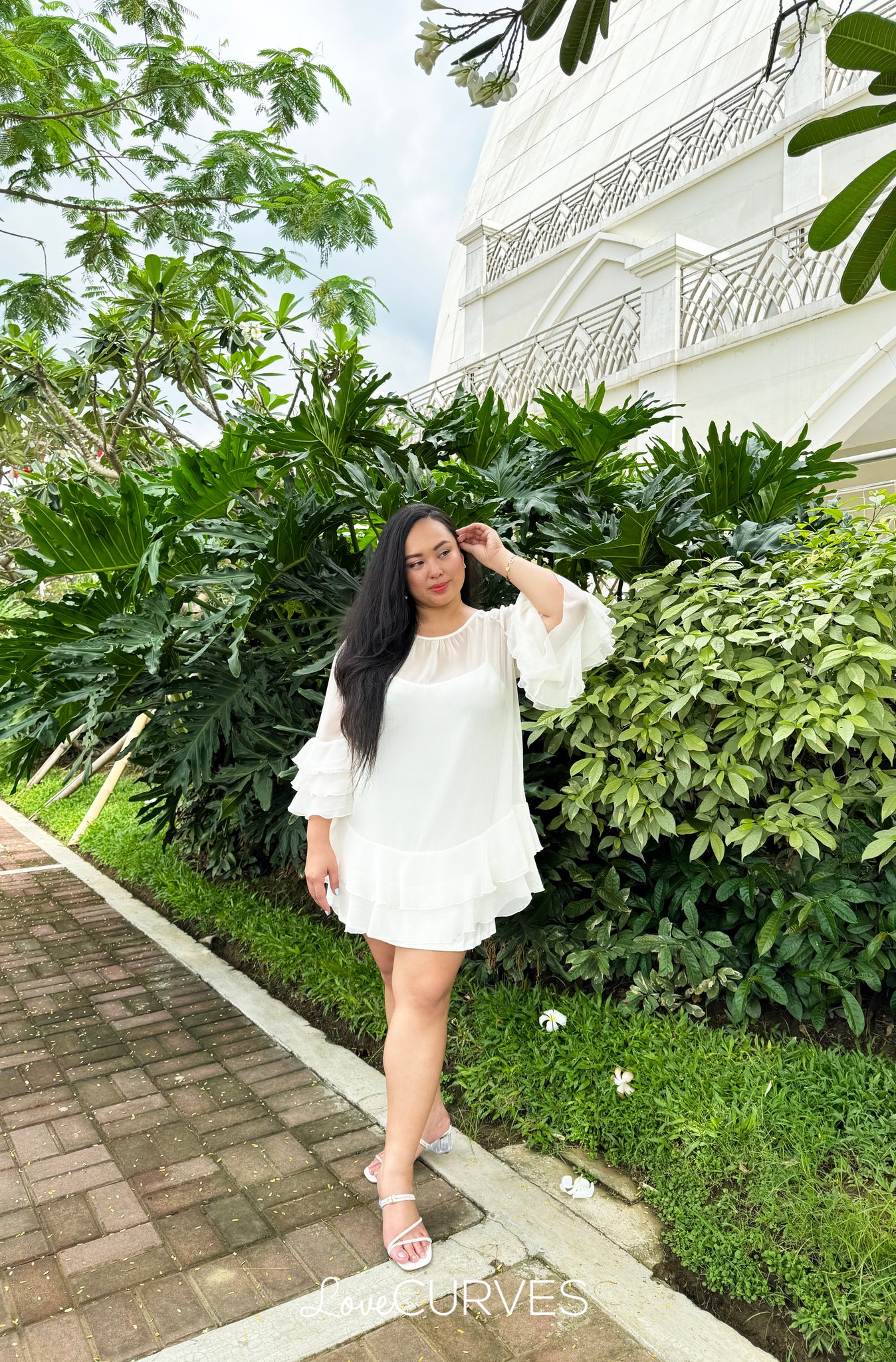 Flirty Ruffle Chiffon Dress - Angelic White