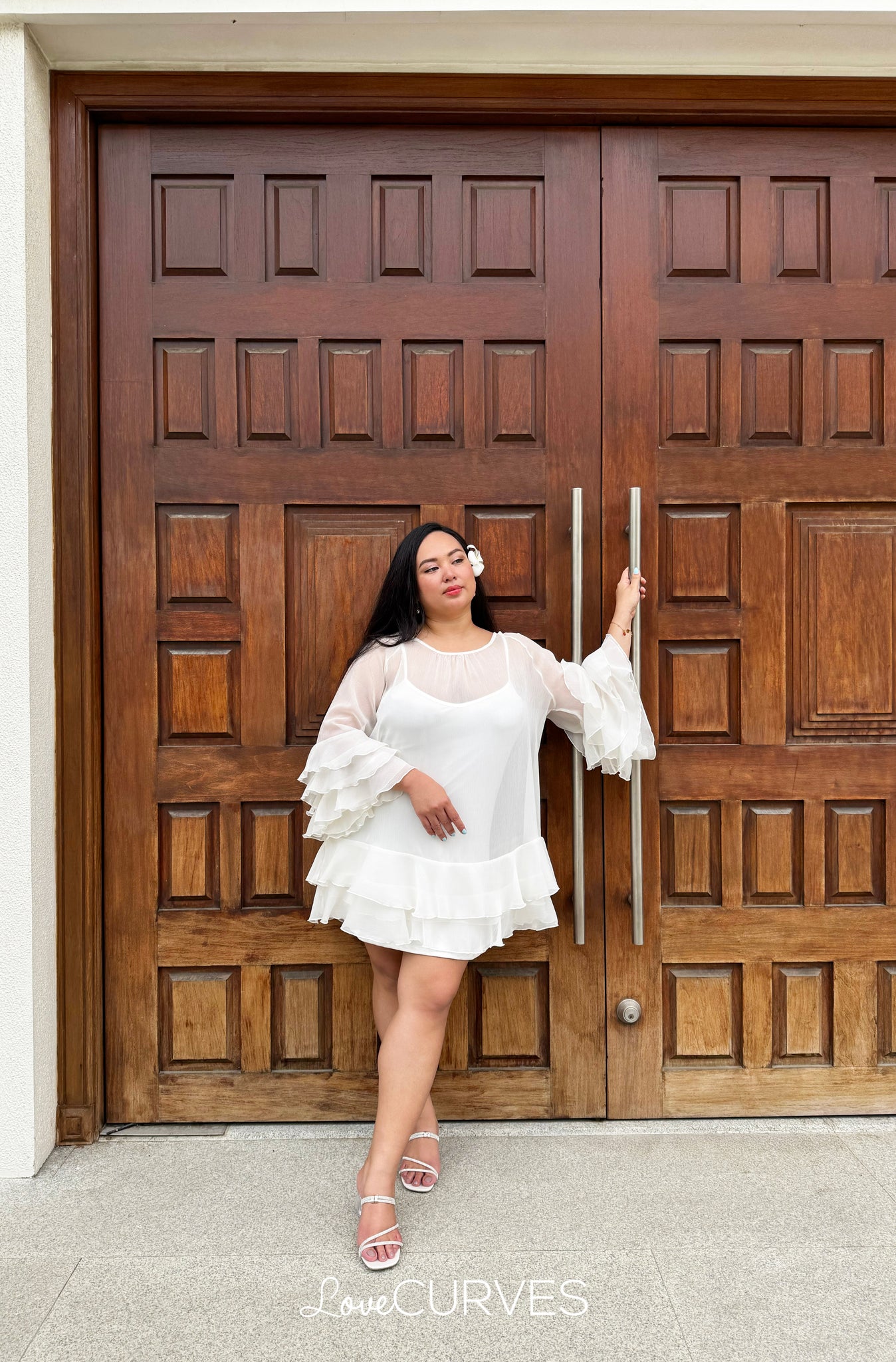 Flirty Ruffle Chiffon Dress - Angelic White