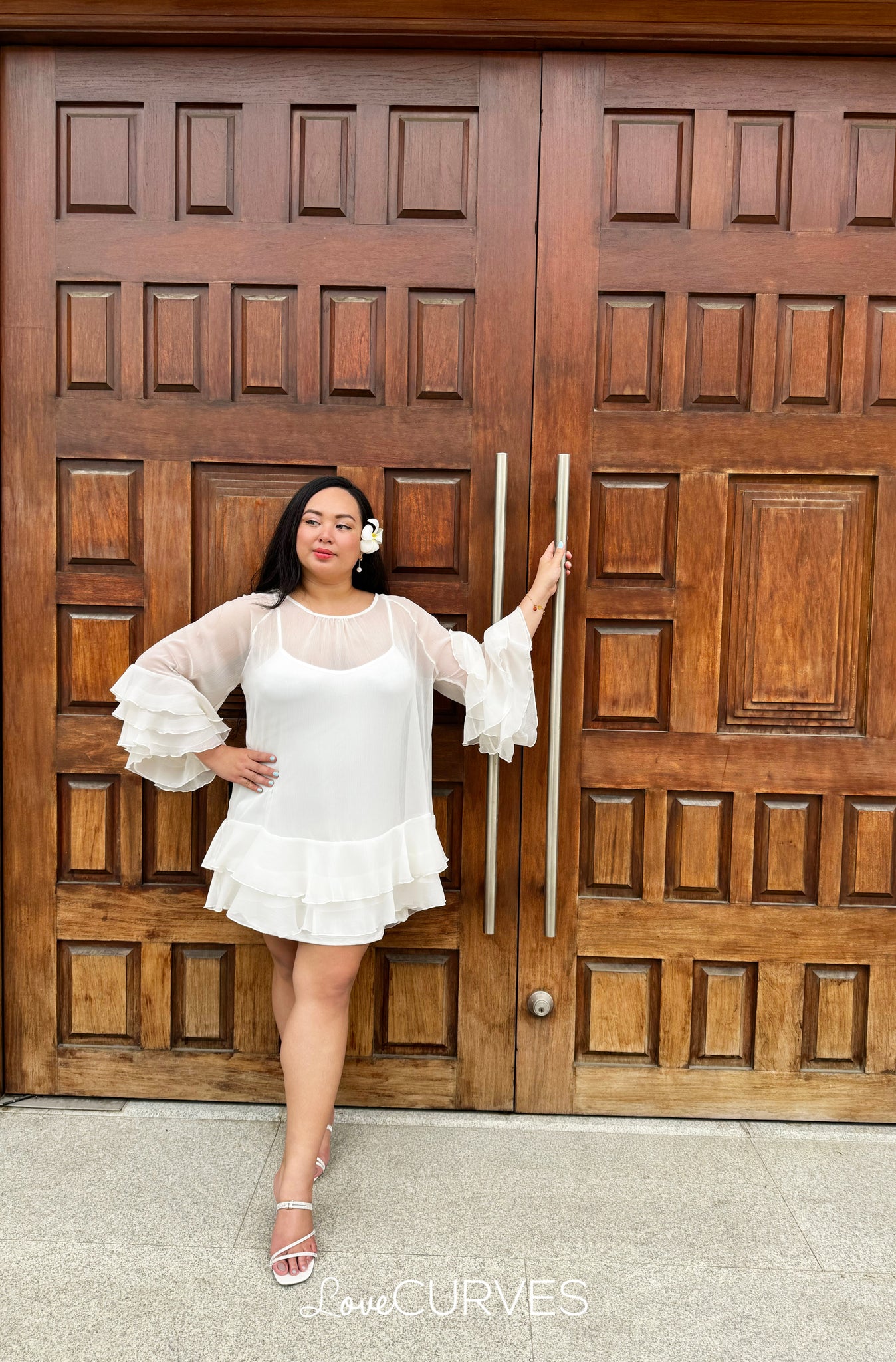 Flirty Ruffle Chiffon Dress - Angelic White