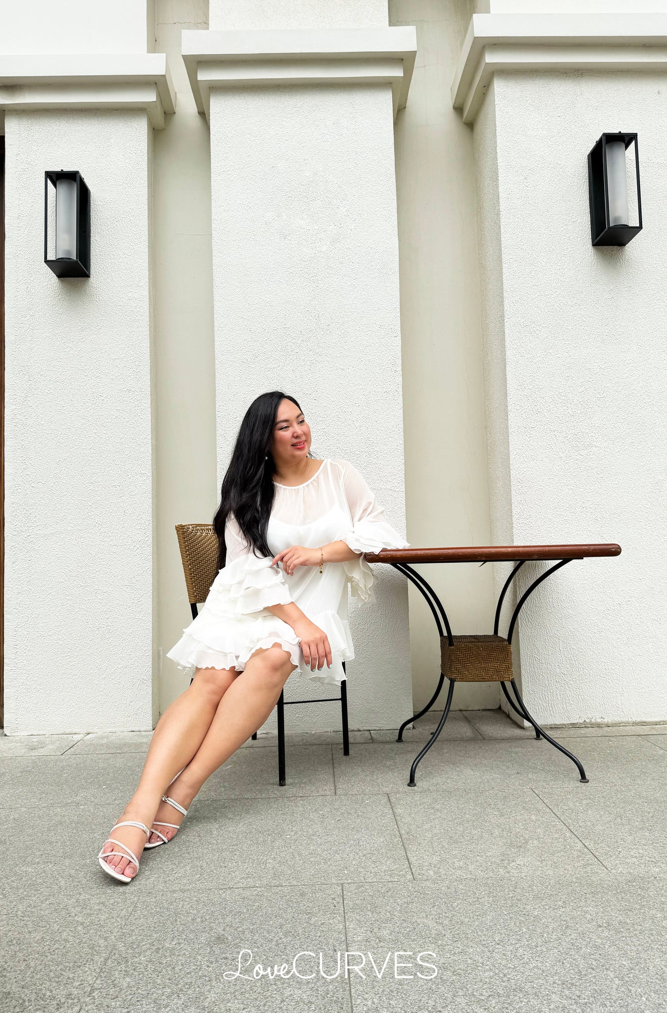 Flirty Ruffle Chiffon Dress - Angelic White