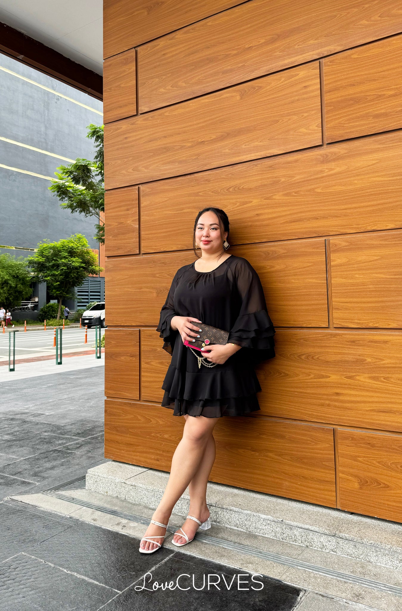 Flirty Ruffle Chiffon Dress - Black