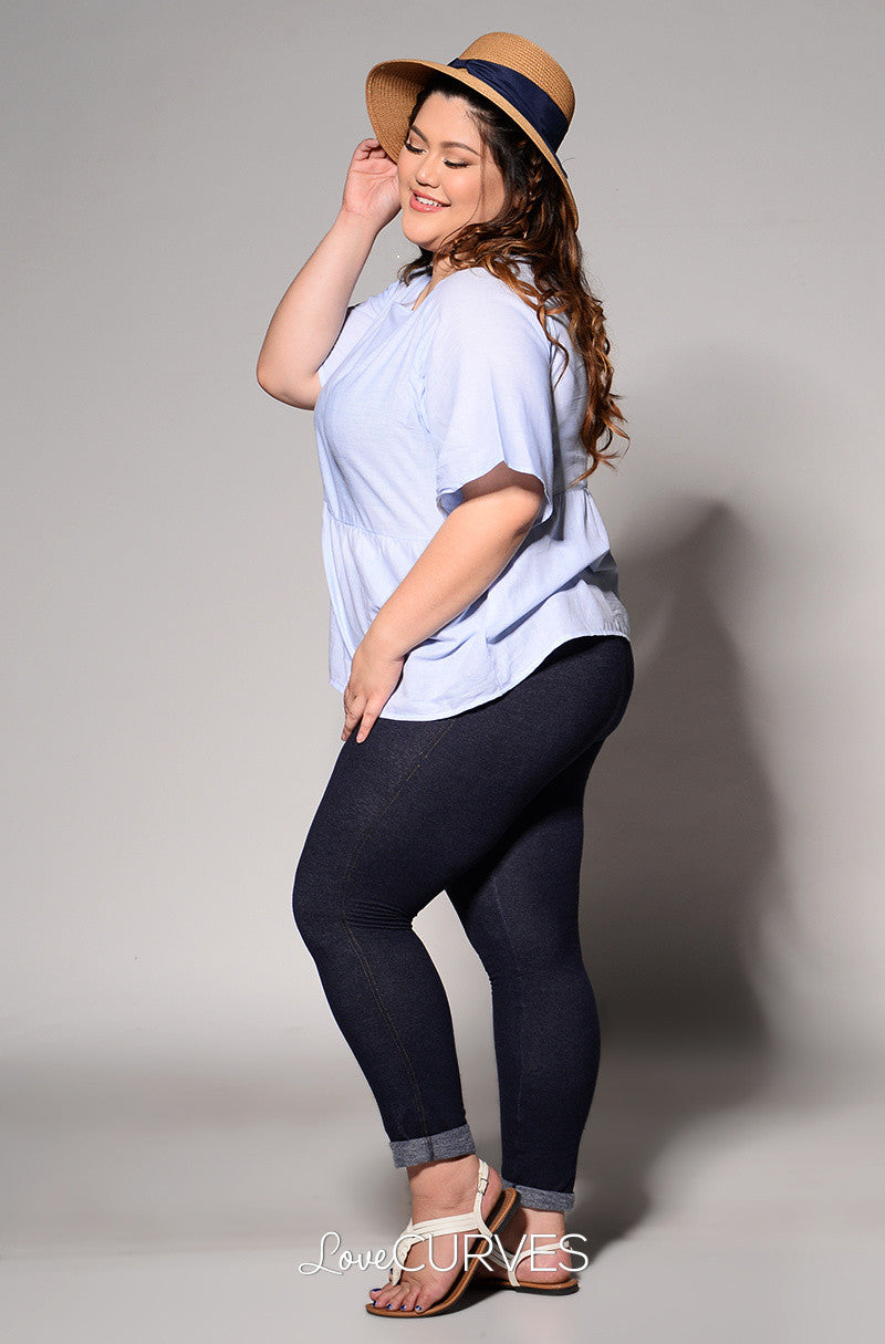 Raglan Loose Fit Empire Top- Light Blue - REE