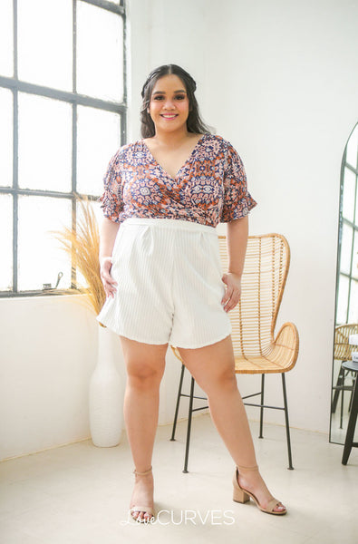 Puff Sleeves Wrap Top - Moroccan Tiles