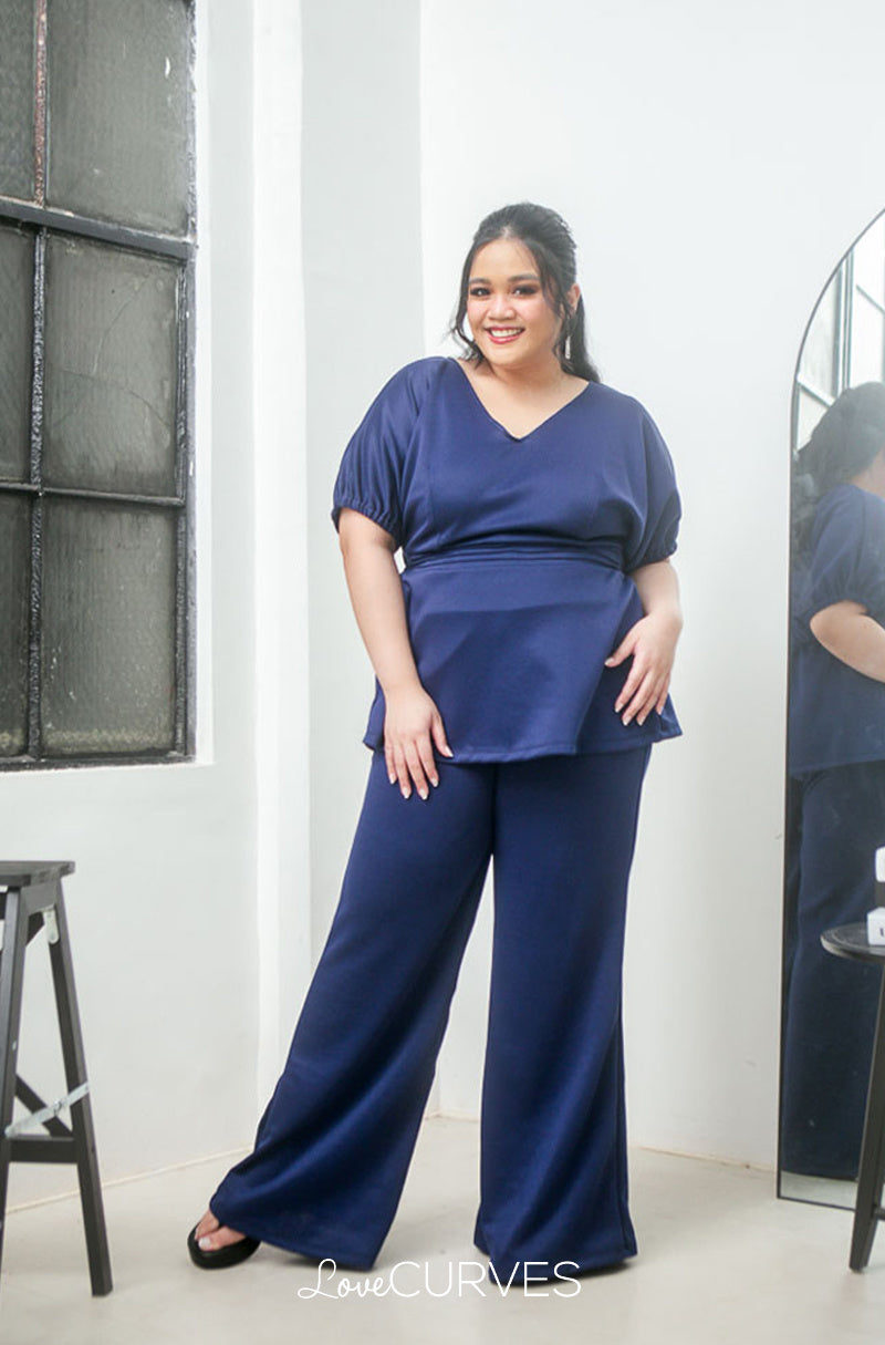 Flared Long Pants - Navy Blue