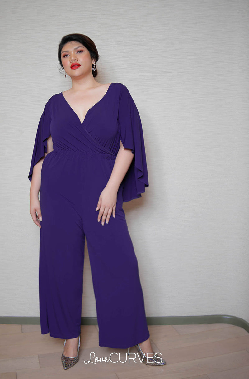 Cape Wrap Jumpsuit - Purple