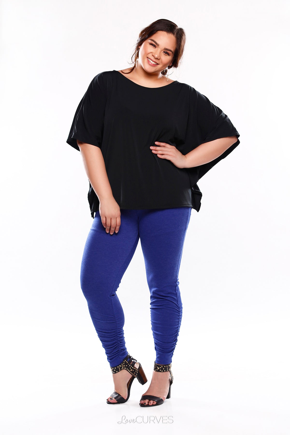 Cold Shoulder Caftan Top - Black - KDR