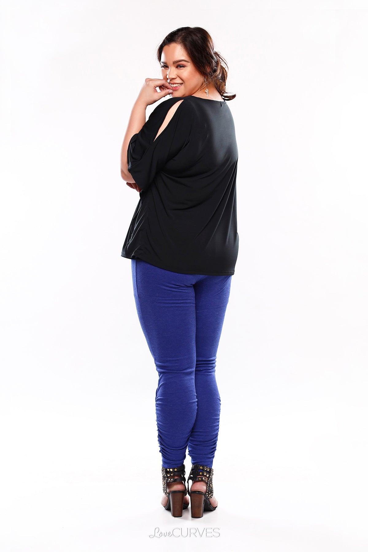 Cold Shoulder Caftan Top - Black - KDR