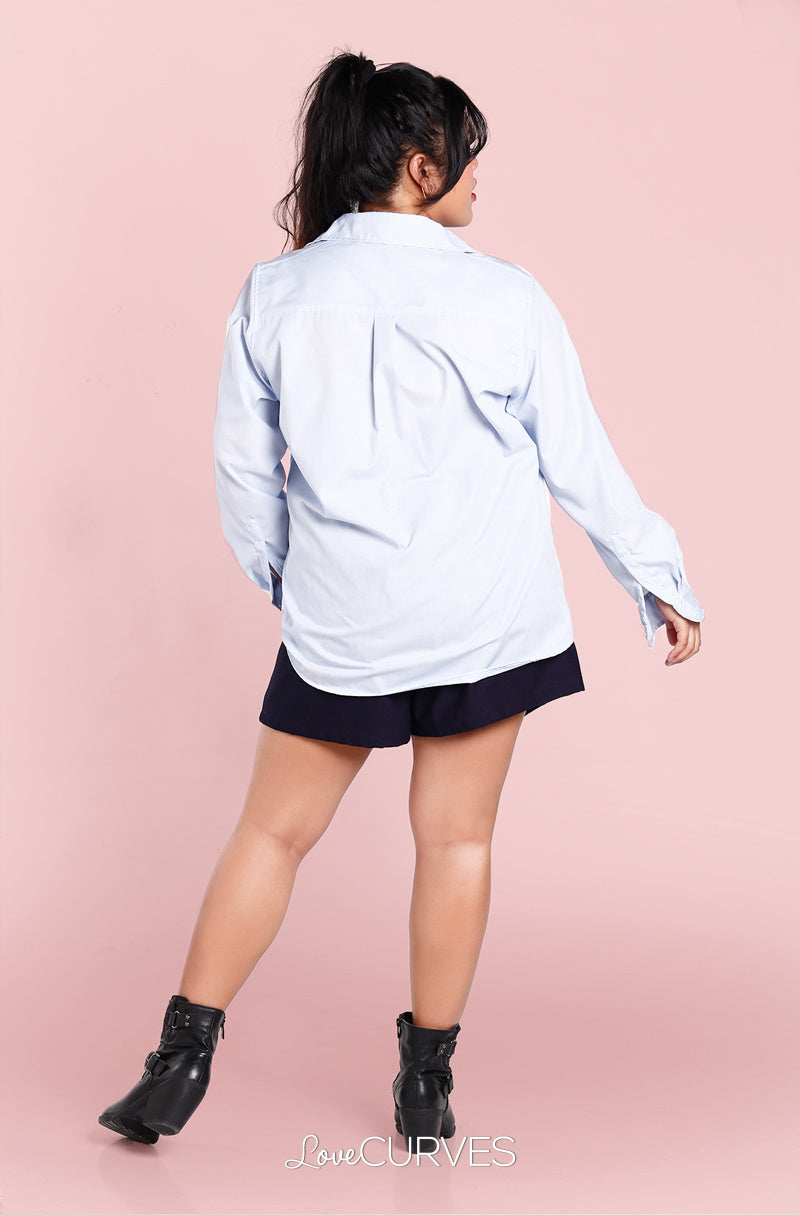 Boyfriend Button Down Shirt - Light Blue