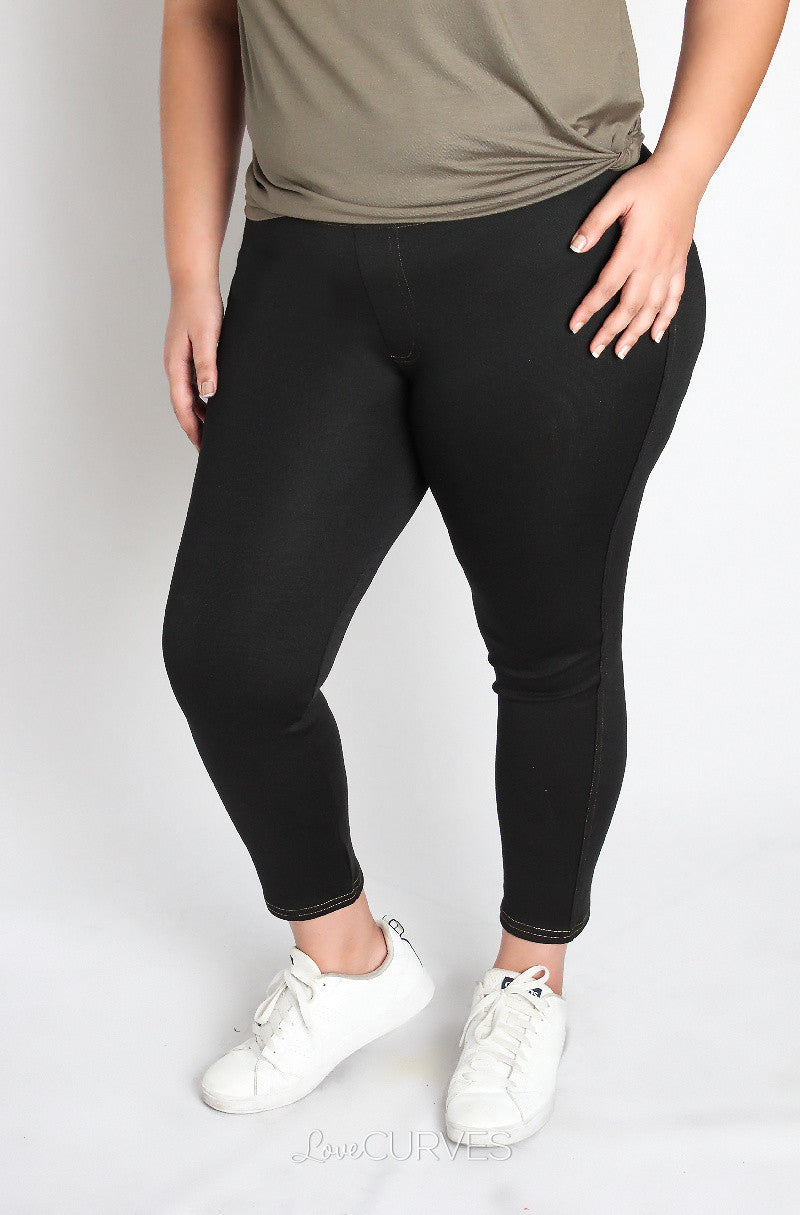 Top Stitched Basic Leggings - JES