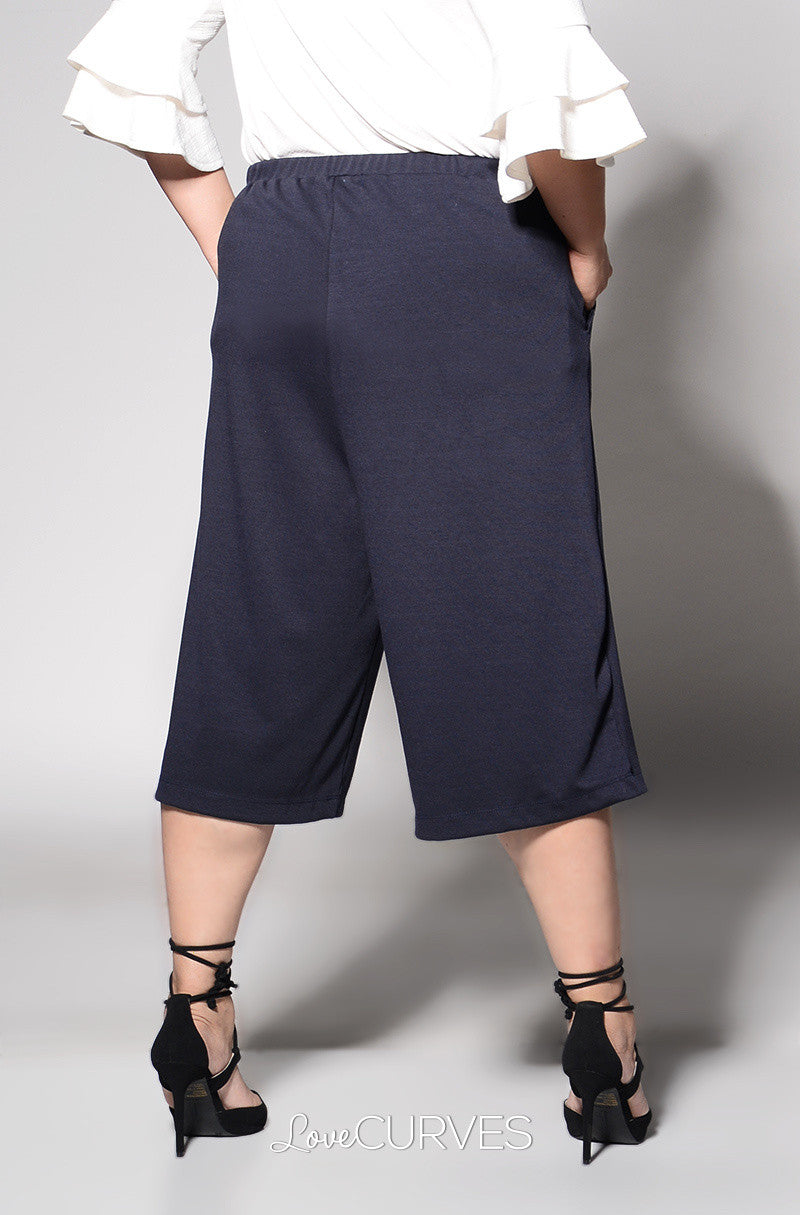 Basic Culottes with Side Pockets - Midnight Blue - REE