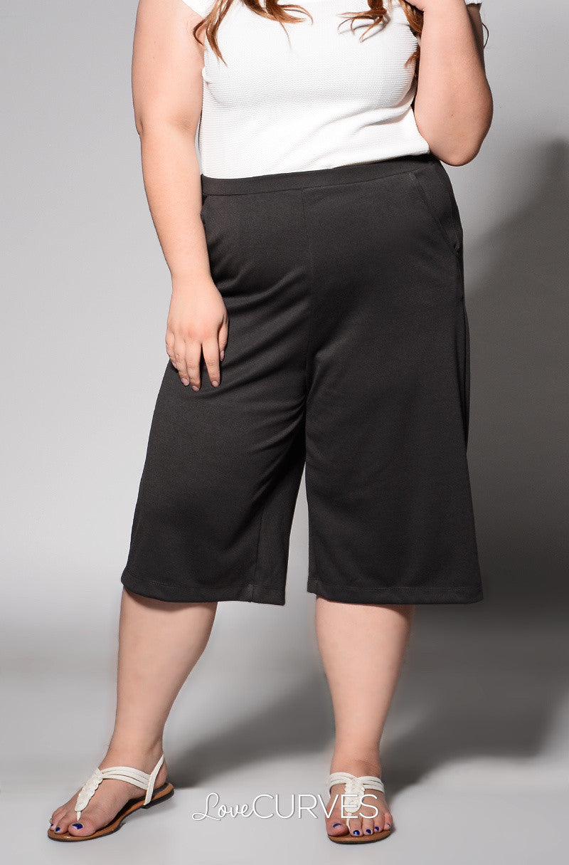 Basic Culottes with Side Pockets - Dark Gray - REE