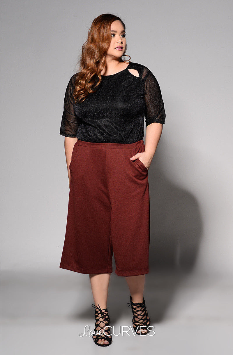 Basic Culottes with Side Pockets - Deep Sanguine - REE