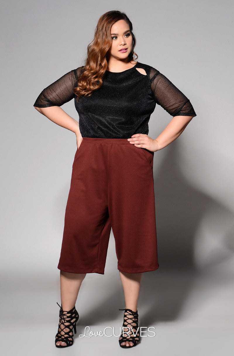 Basic Culottes with Side Pockets - Deep Sanguine - REE