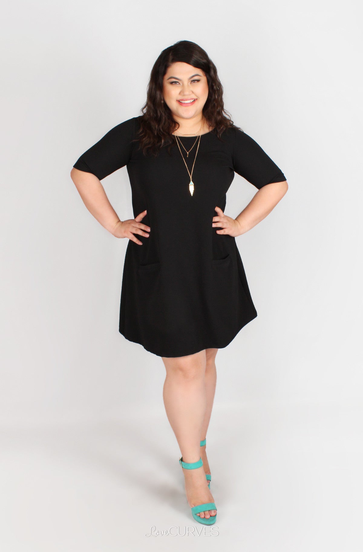 Shift Dress with Front Welt Pockets - TWI