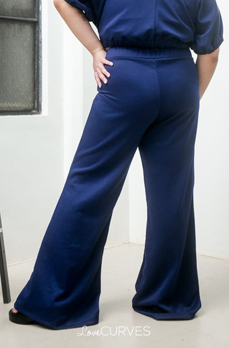 Flared Long Pants - Navy Blue
