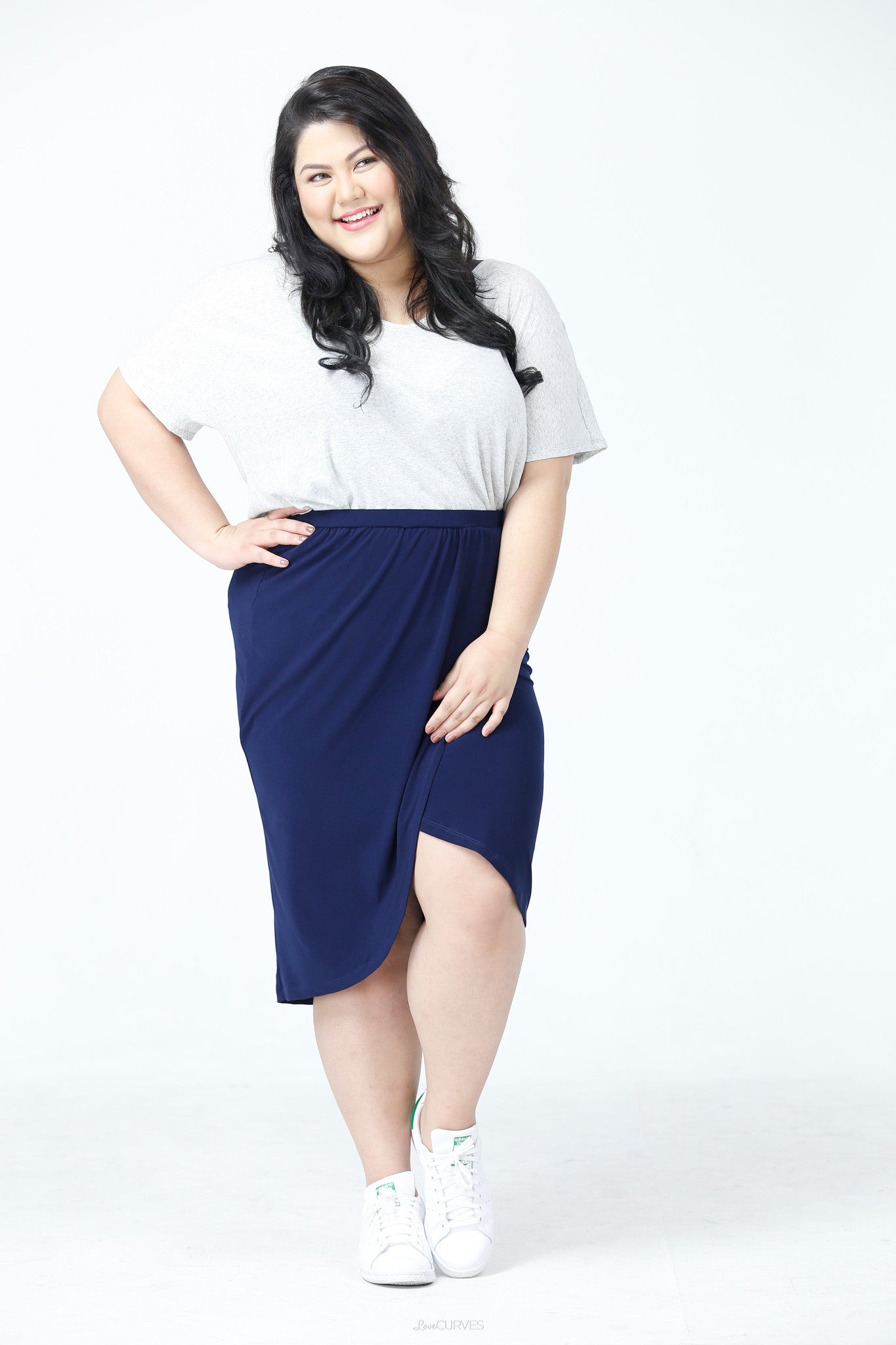 Wrap Pencil Skirt- Navy Blue - PSY